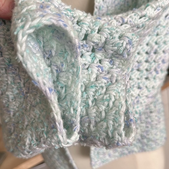 Handmade Vintage Crochet Open Cardigan Blanket Sweater Bohemian Cropped Chunky - Picture 11 of 16